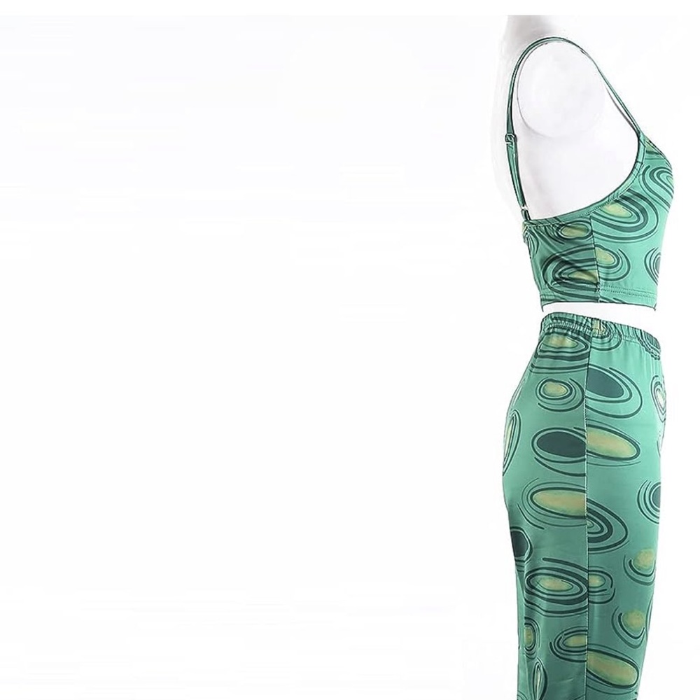 Set, Green Printed Pattern Long Sleeveless